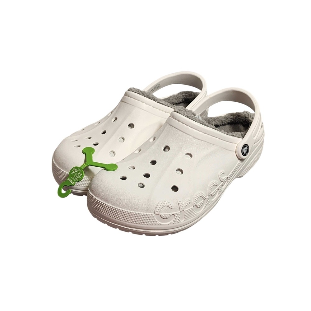 Crocs Baya Lined Clogs White Size Women's 12 Men's 10 Slip on Faux Fur Fuzzy NEW